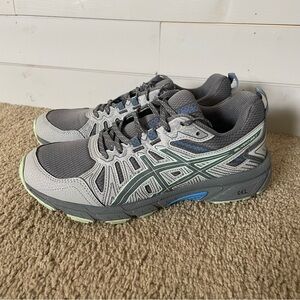 ASICS Gel Venture 7 Trail Shoe Women’s 9 Gray and Mint Athletic Sneakers